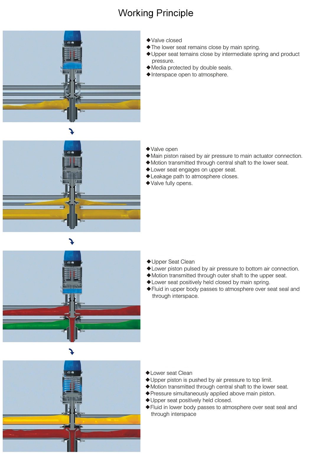 Double Seat Mixing Proof Valve with Vertical Actuator and control head 4