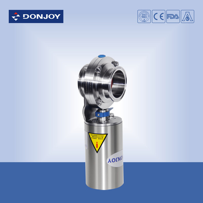 Stainless steel pneumatic sanitary butterfly valve with valve sensor or positioner