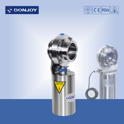 Stainless steel pneumatic sanitary butterfly valve with valve sensor or positioner