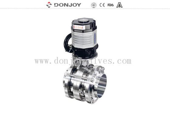 2" SS316 Tank Bottom 3PC sanitary butterfly valve With Actuator