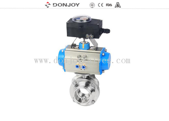 Sanitary 10" Pneumatic Butterfly Valves With Double acting Aluminum Actuator Stainless Steel 304 316L