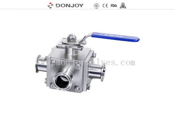 SS316L 2" Manual 3 Way T Port  Sanitary Ball Valve with 3A certificate
