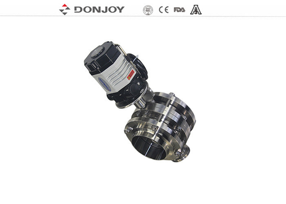 2" SS316 Tank Bottom 3PC sanitary butterfly valve With Actuator