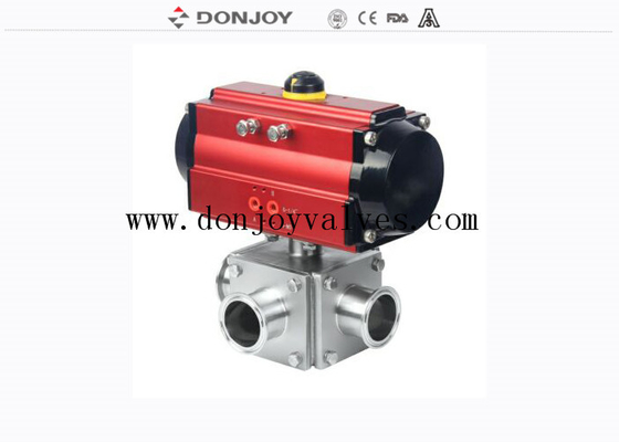 1/2"  Pneumatic 3 Way Ball Valves With Tri Clamp End